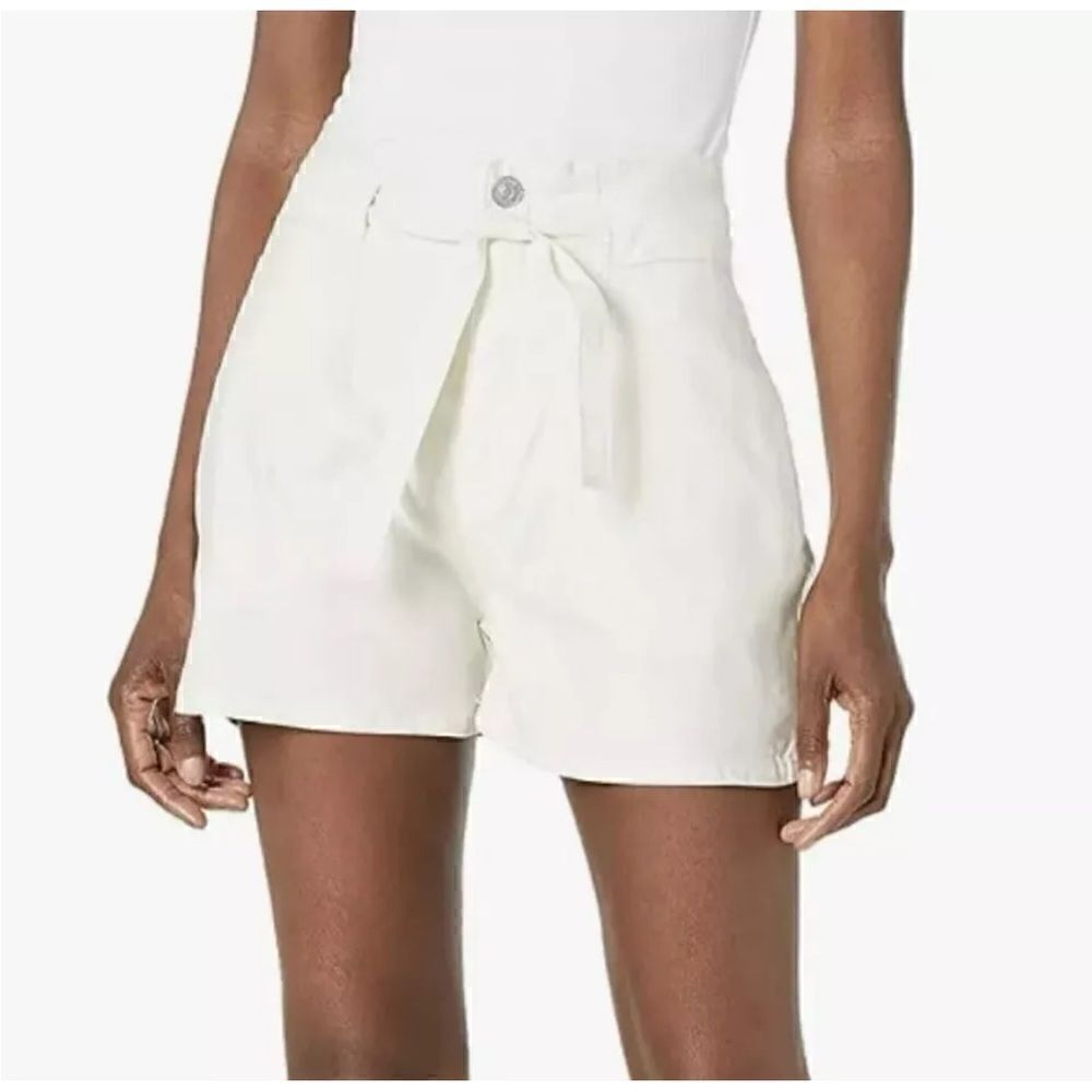 NWOT HUDSON JEANS Paperbag High Waisted Short Linen Twill in Egret Size 30